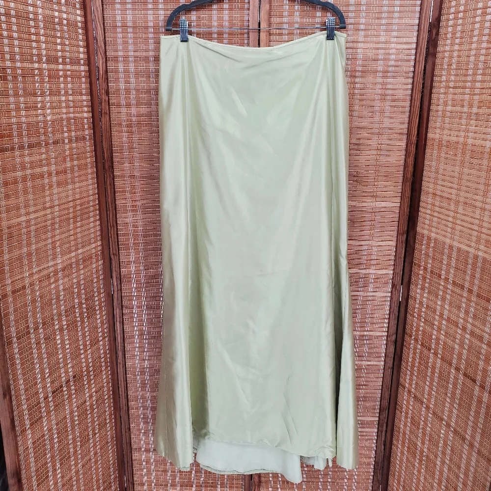 ♧ Carmen Marc Valvo Green Satin Mermaid Formal Skirt Size 16